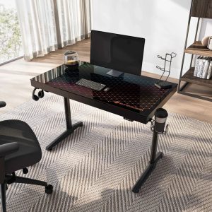 GTG - I43. LED Glass Desktop Gaming Desk (43x23)