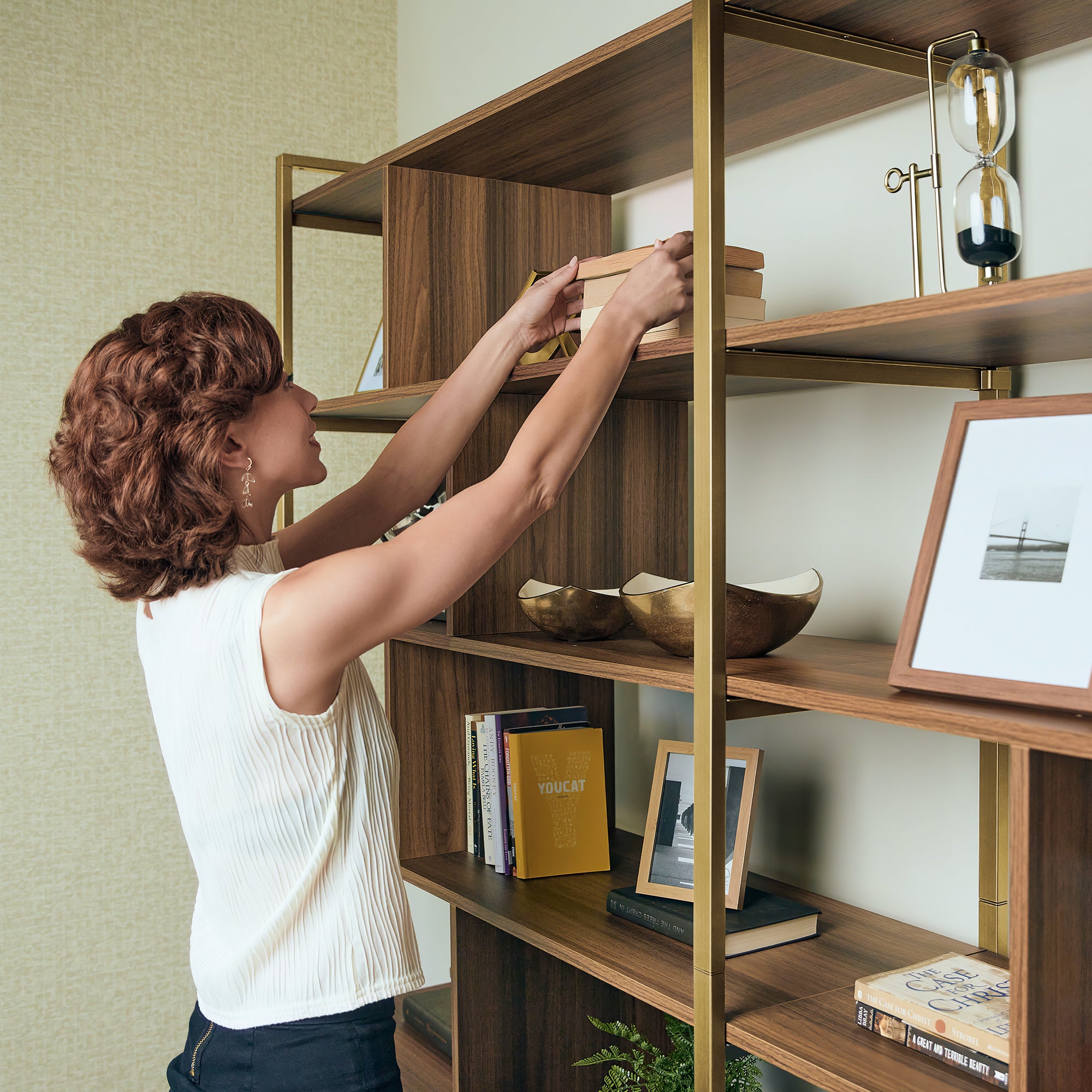 Napa Wood Bookcase Cabinet. Bottom Storage. Adjustable Book Shelves - Image 21