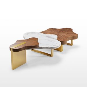 63 Cloud Shape Solid Wood Coffee Table Set