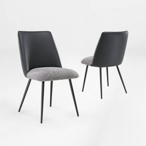 Solace. Upholstered Dining Side Chairs Set of 2. Black Gray