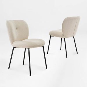Sage. Upholstered Dining Side Chairs Set of 2. Off-White