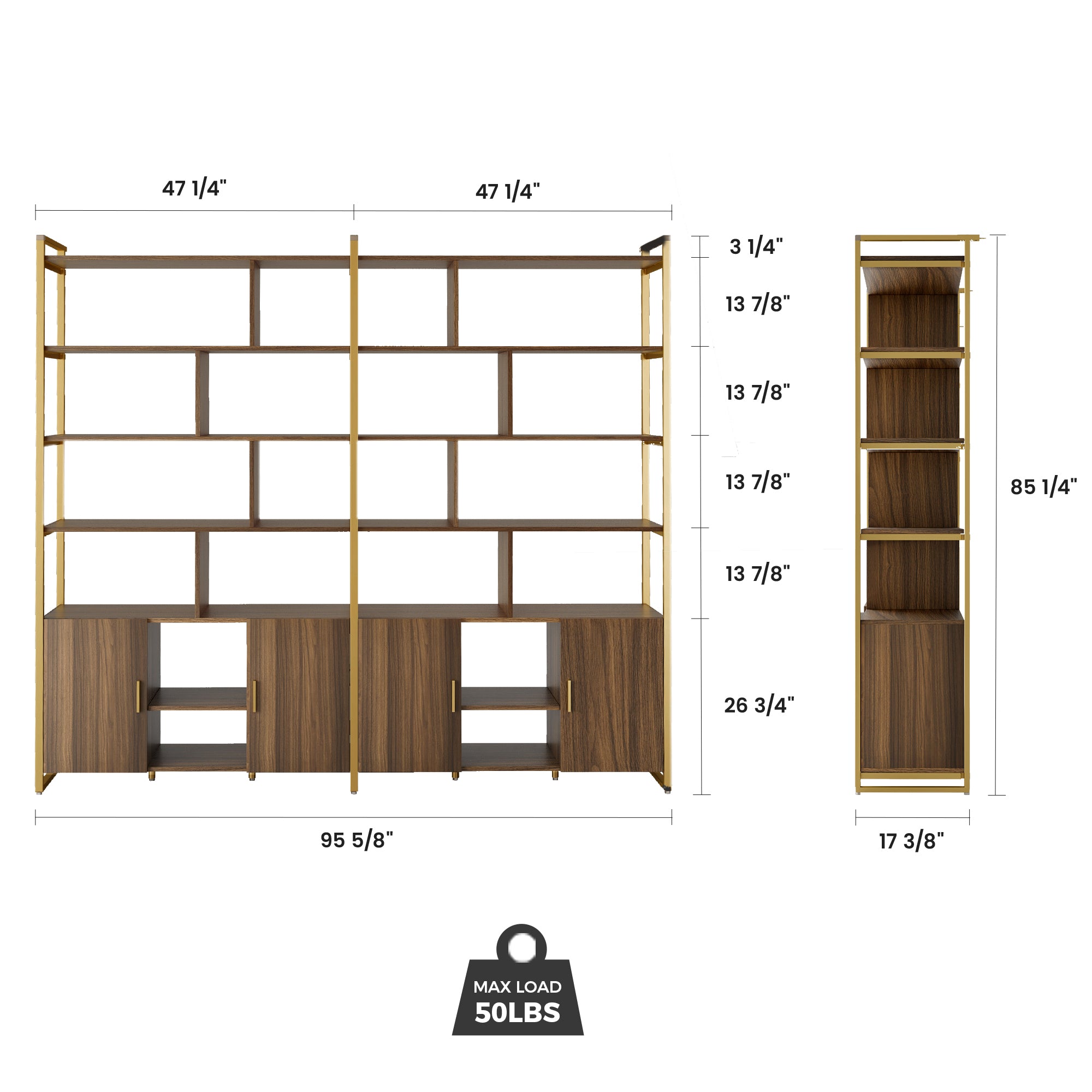 Napa Wood Bookcase Cabinet. Bottom Storage. Adjustable Book Shelves - Image 28
