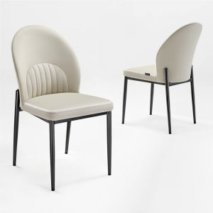 Chic. Upholstered Dining Side Chair Set of 2. Off-White