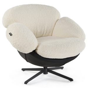Cara. Modern Comfy Swivel Lounge Chair. White
