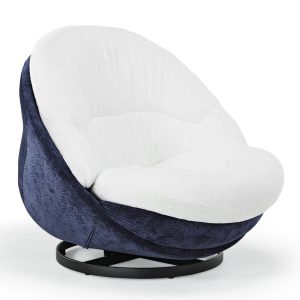 Gloria. Soft Upholstered Swivel Lounge Chair. White