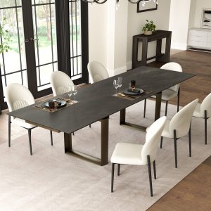 Savoy. 78-118 Extendable Dining Table with Sintered Stone. Black