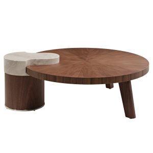 41 Irregular Round Solid Wood Walnut Coffee Table