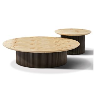 43 Birch Wood Veneer Coffee Table Set of 2