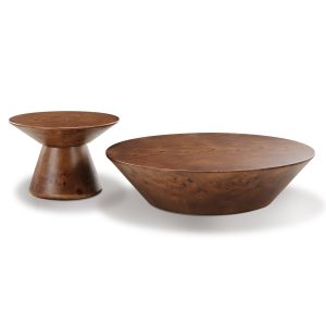 43 Brown Round Coffee Table Set of 2