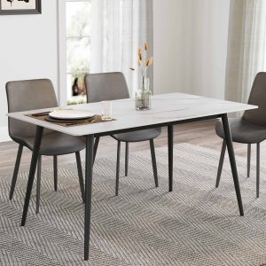 Liam. 55.91 Dining Table with Sintered Stone. White