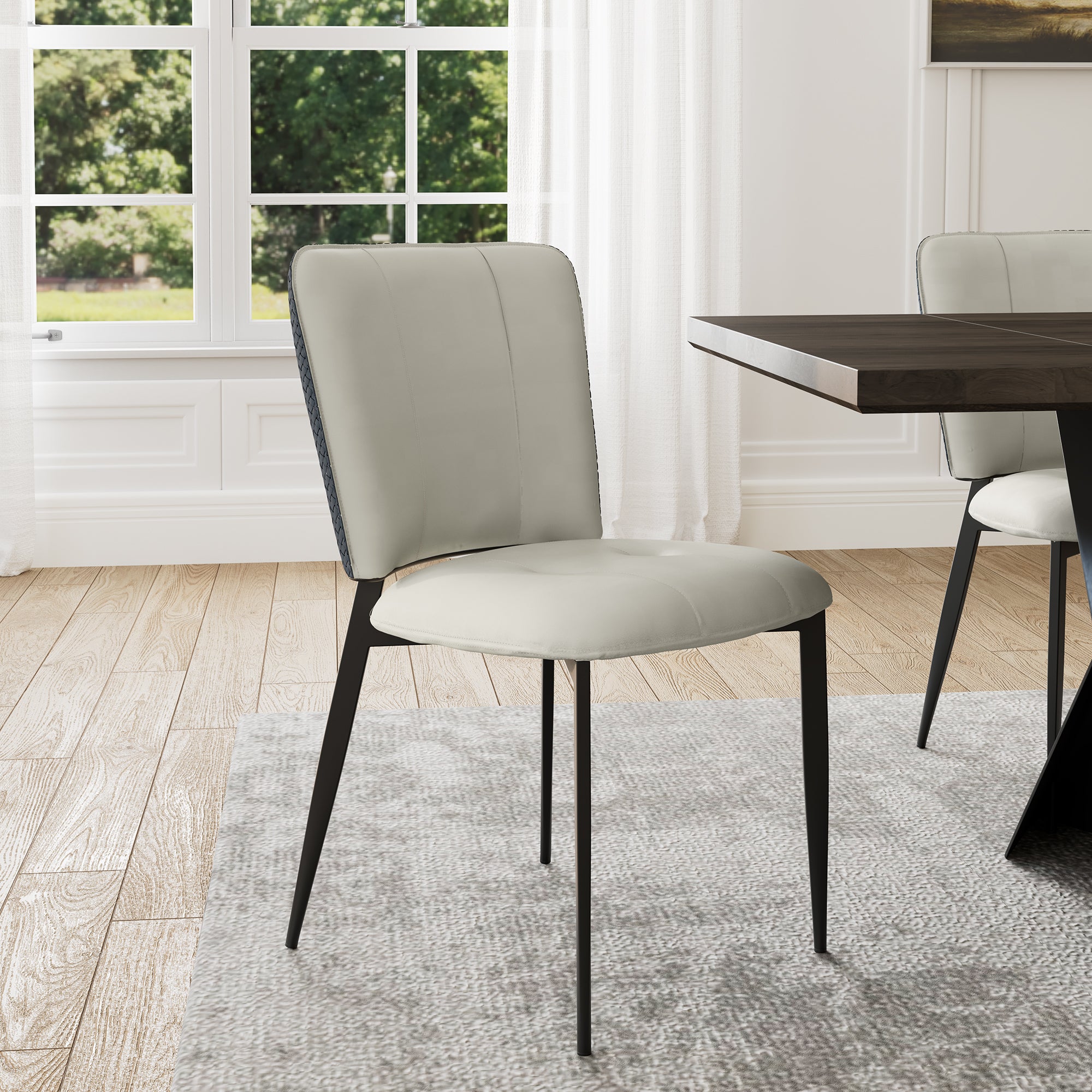 Aspen. Upholstered Dining Side Chairs Set of 2.  Indigo Blue& Off-White - Image 7