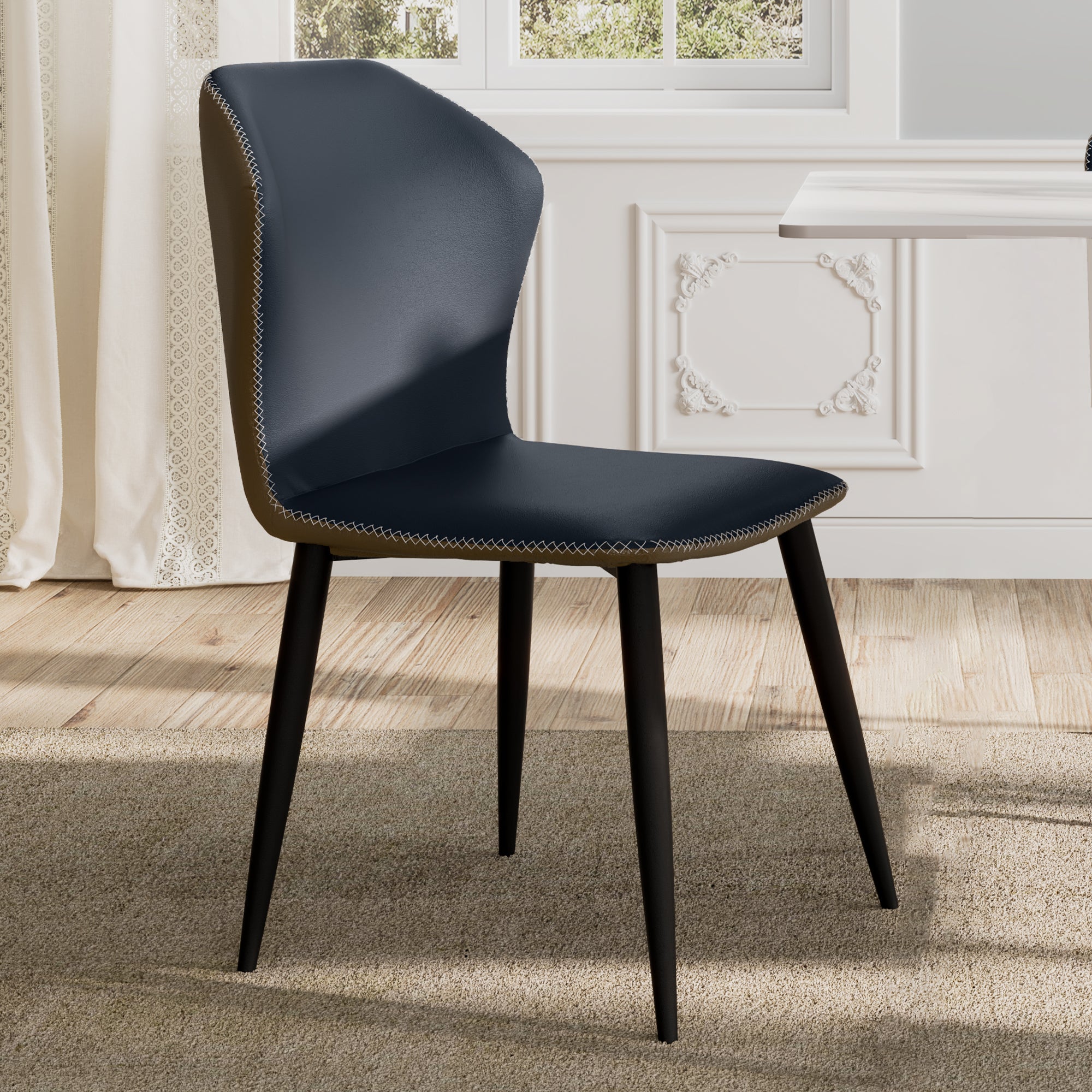 Elysian. Upholstered Dining Side Chairs Set of 2. Blue - Image 4