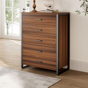 42 Chest 5-Drawers Dresser Accent Cabinet Walnut