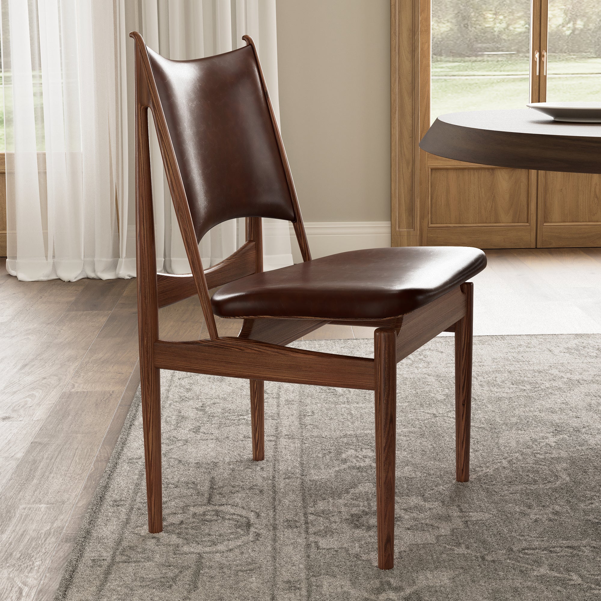 Lavish. Solid Wood Dining Side Chairs Set of 2. Brown - Image 4