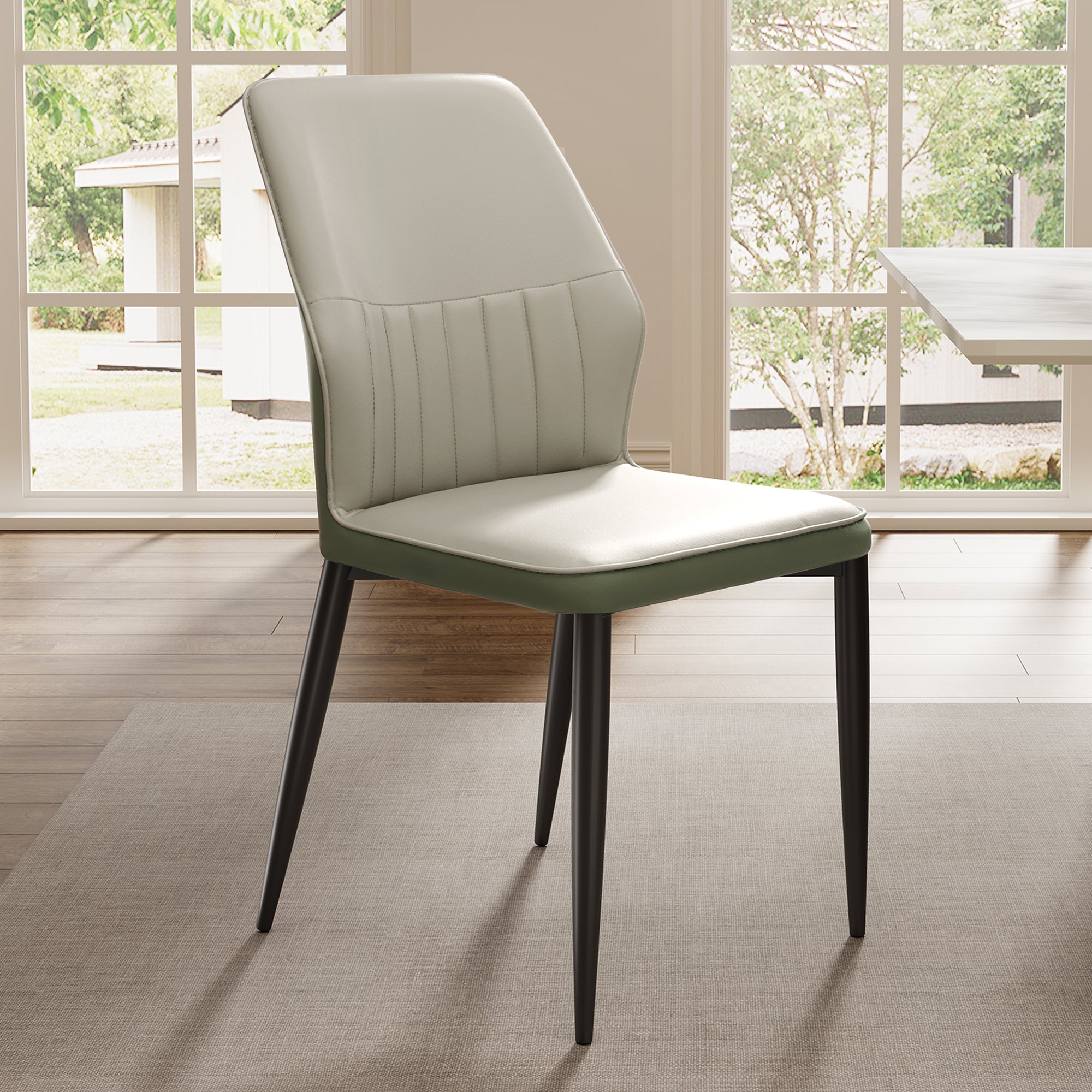 Ember. Upholstered Dining Side Chair Set of 2. Gray & Bottle Green - Image 5