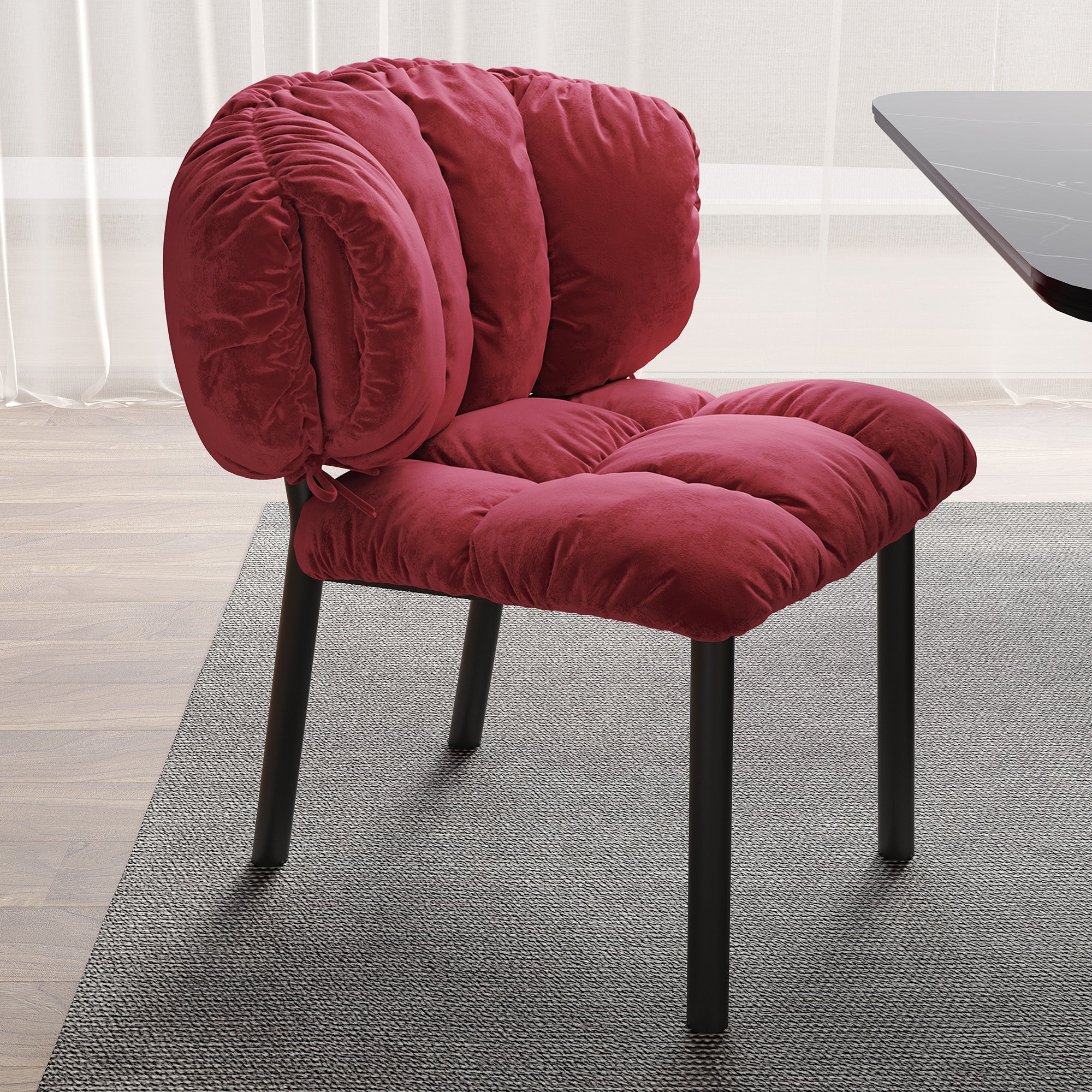 Rlesana. Velvet Dining Side Chair 1 PC. Red/Green - Image 2