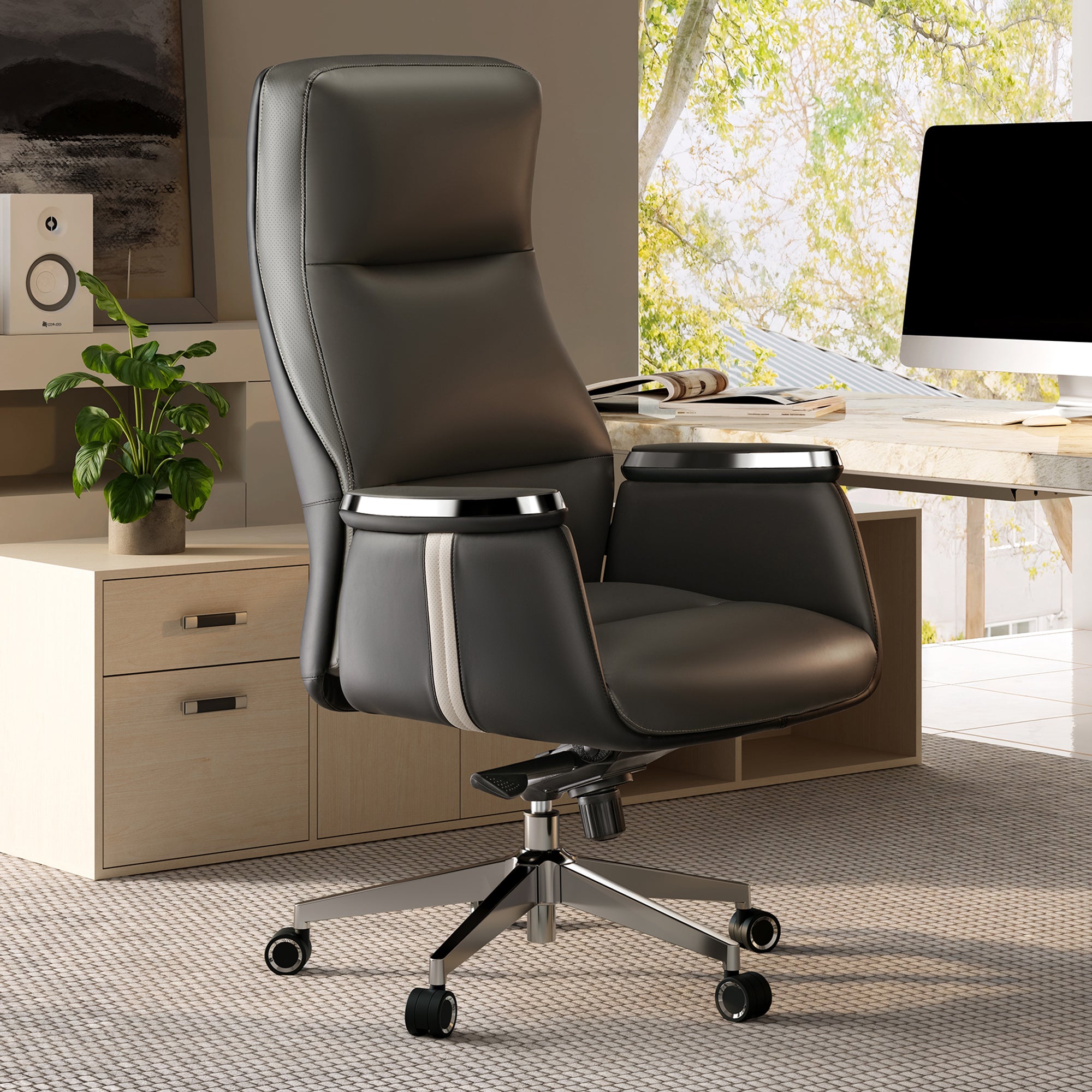 Royal II. Silicone & Leather Executive Ergonomic Office Chair - Image 19