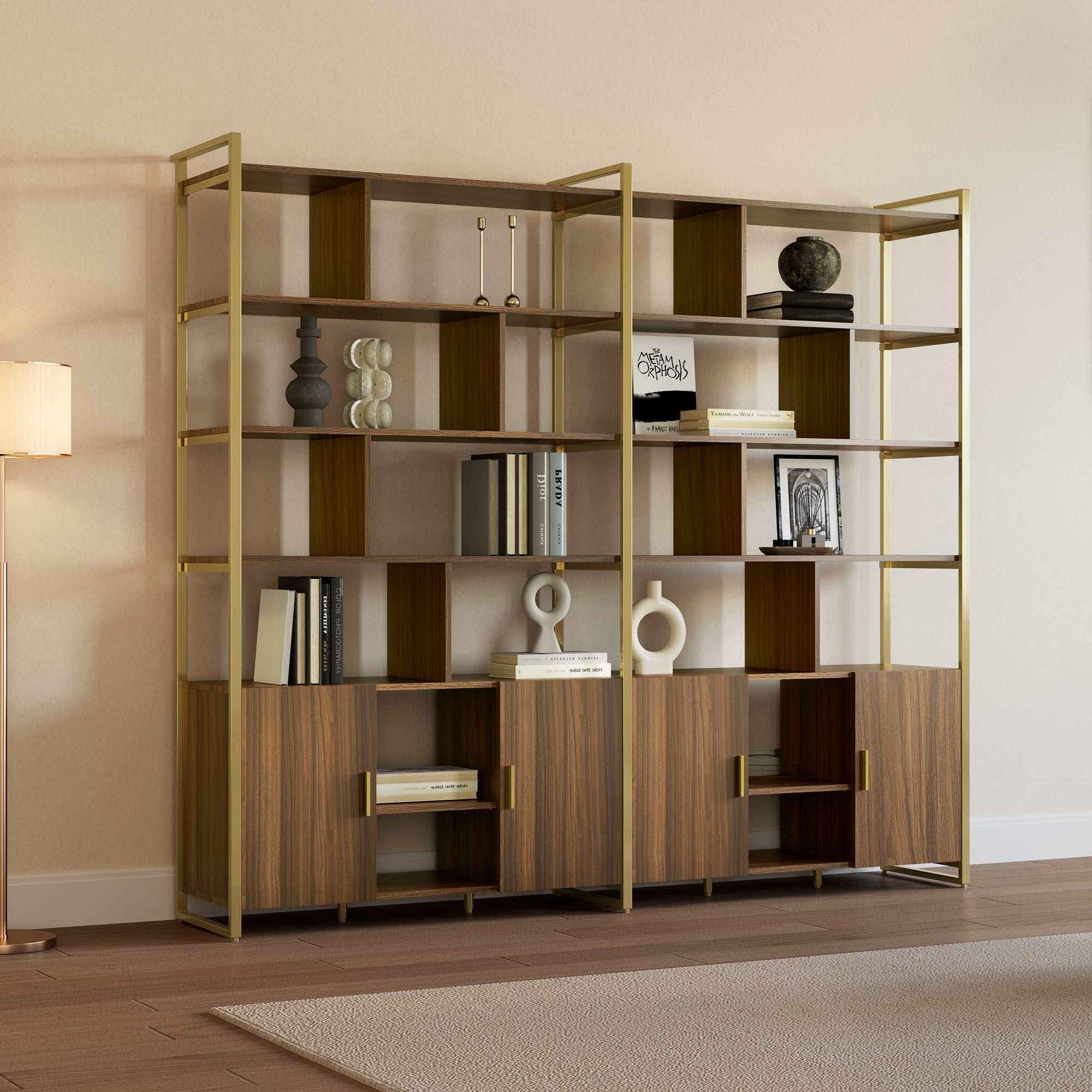 Napa Wood Bookcase Cabinet. Bottom Storage. Adjustable Book Shelves - Image 17