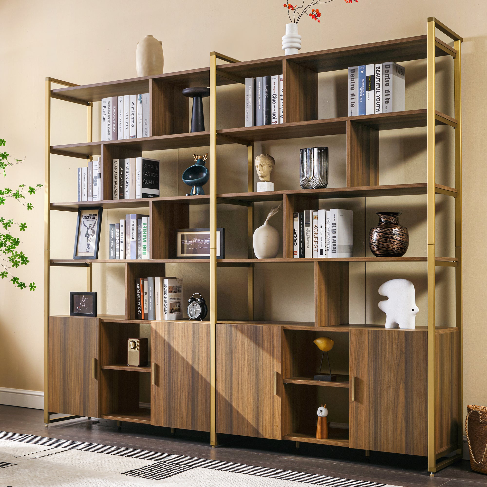 Napa Wood Bookcase Cabinet. Bottom Storage. Adjustable Book Shelves - Image 18