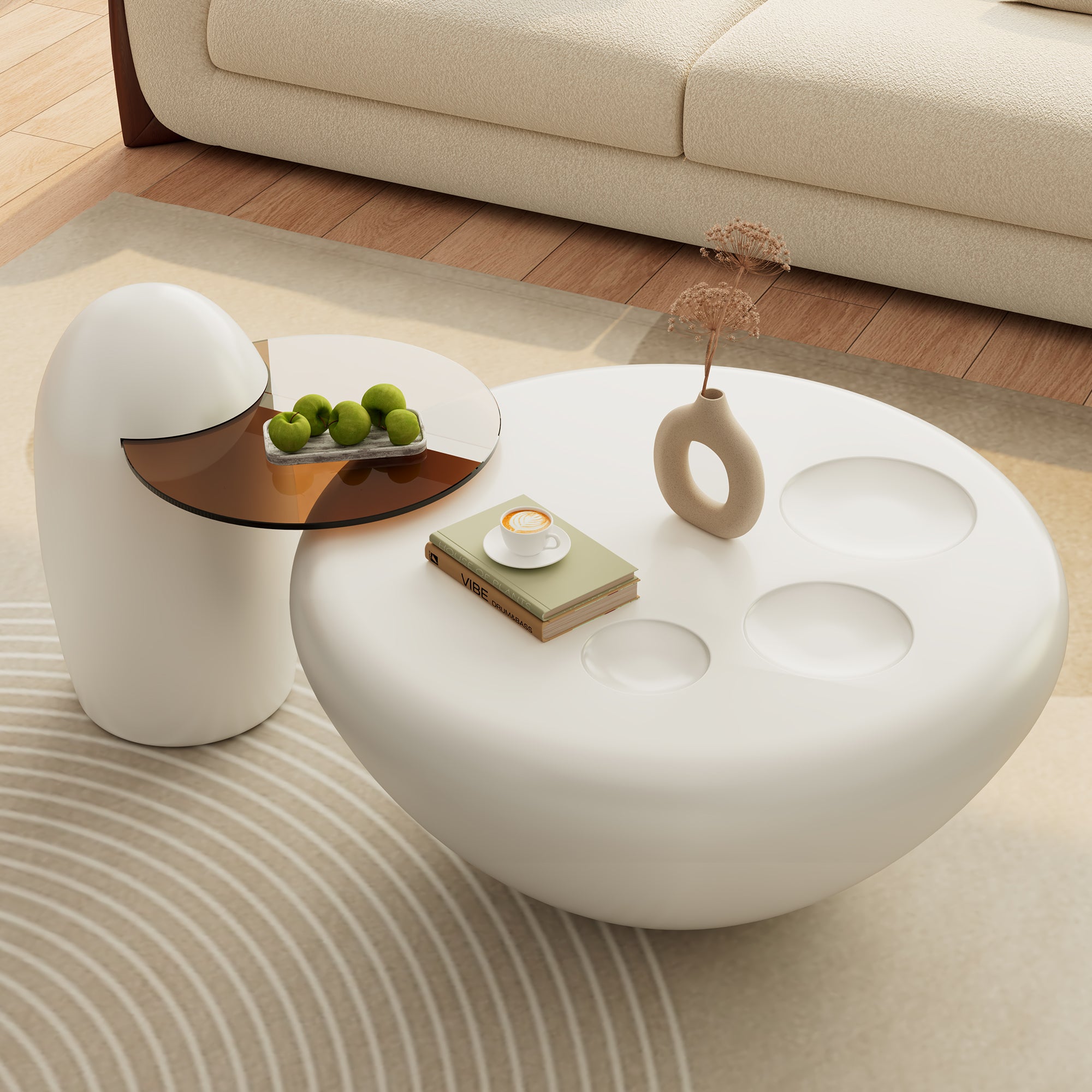 33 Abstract Cat Claw Coffee Table With Penguin Side Table Set - Image 5