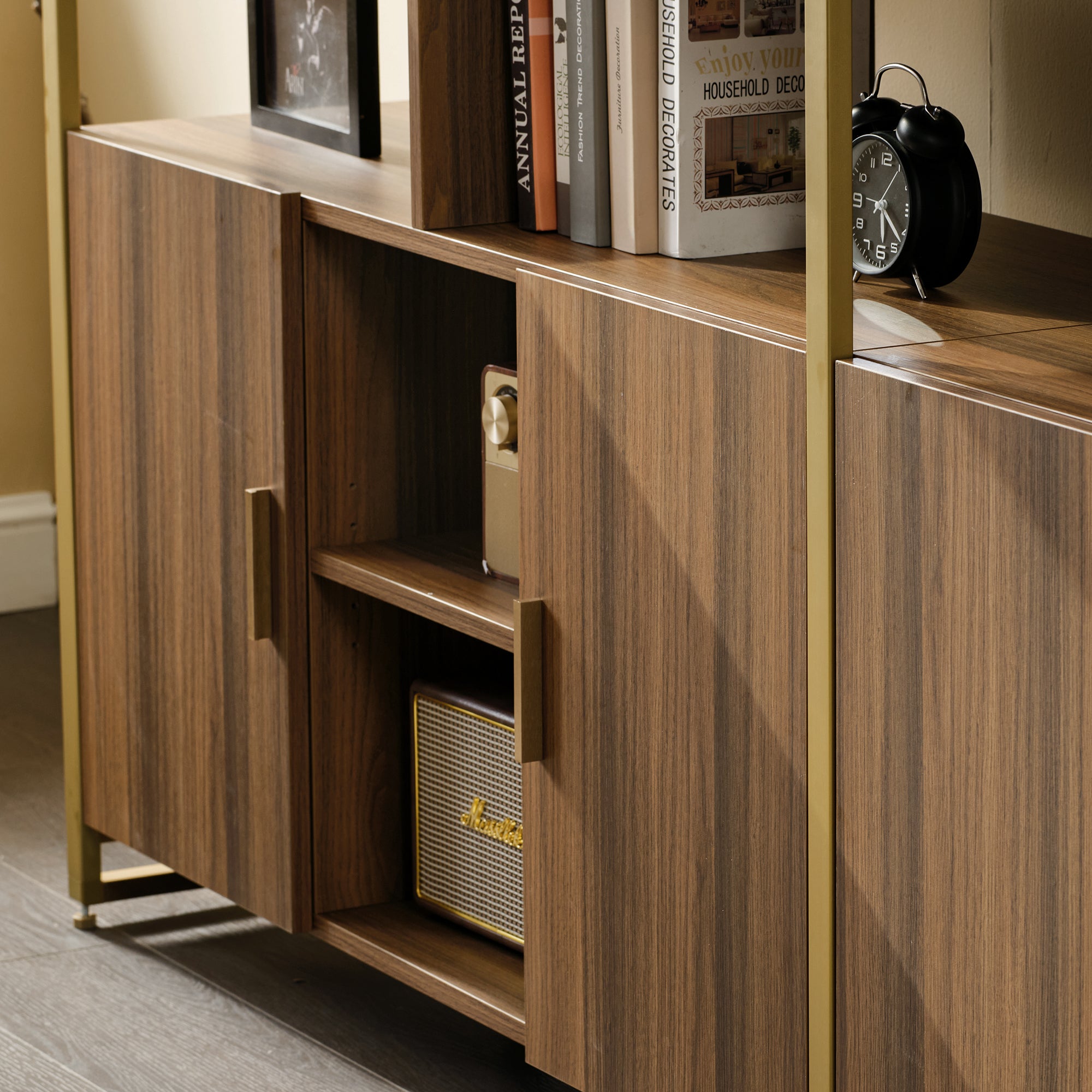 Napa Wood Bookcase Cabinet. Bottom Storage. Adjustable Book Shelves - Image 25