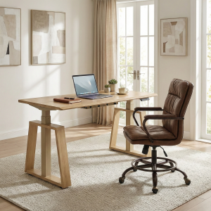 Home Office Set: Ark Lite Standing Desk & PU Leather Chair